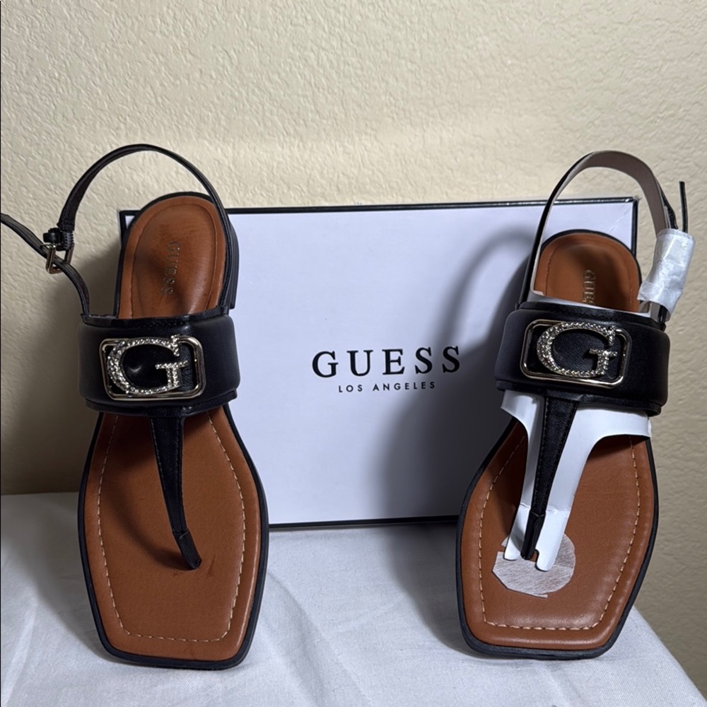 Guess Black Sandals with Leather Finish ARENNA